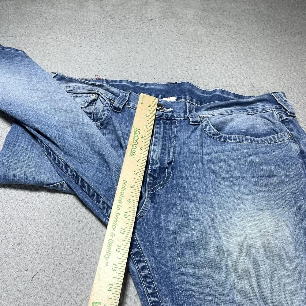 True Religion Ricky Flap SN Jeans Mens 38x34 Blue Med Wash Relaxed Straight